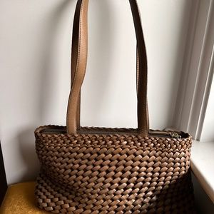 Woven Leather Fossil Shoulder Bag